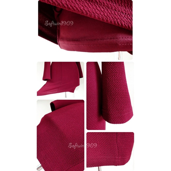 Burgundy Gold Chain High Neck Cutout Bodycon Dress - Picture 6 of 8